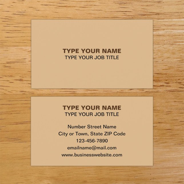 Carte d'appel Brown légère Design Textes simples (Plain texts design light brown calling card.)