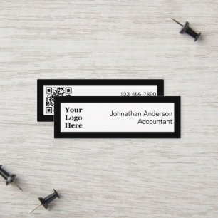 Carte D'appel Business Black and White Your Logo and QR Code