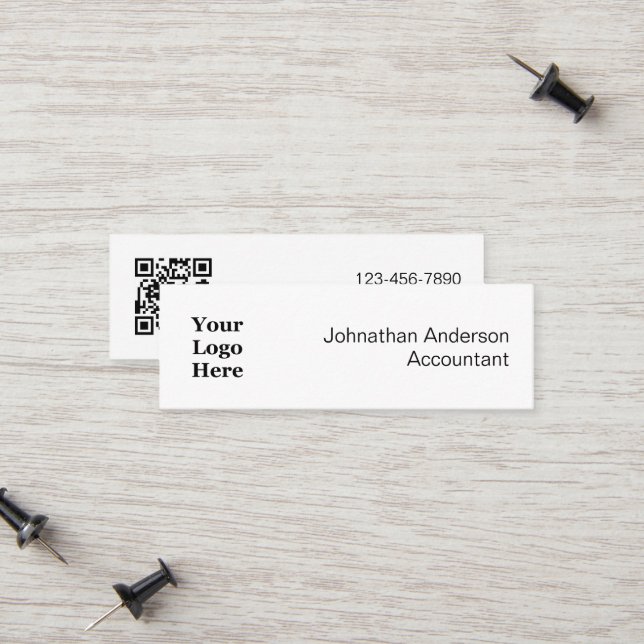 Carte D'appel Business Black and White Your Logo and QR Code (Devant/Arrière en situation)