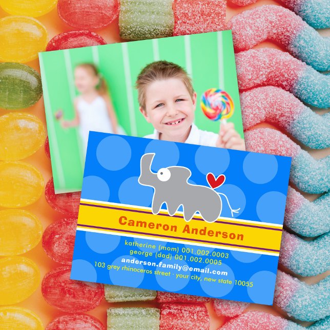 Carte D'appel Caricature mignonne Rhinoceros Colorful KidProfile (Créateur téléchargé)