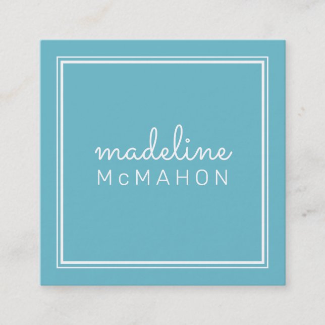 CARTE D'APPEL carré preppy moderne bleu turquoise (Devant)
