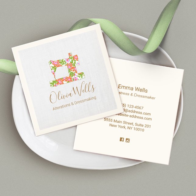 Carte D'appel Chaîne à coudre florale (Créateur téléchargé)