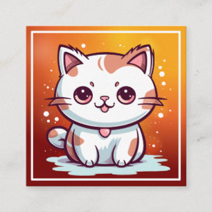 Carte D'appel Chat Mignon Clipart de Style Kawaii