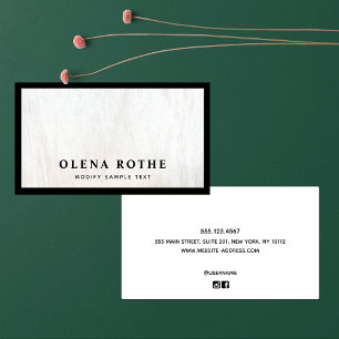 Carte D'appel Chic Bordure Noire Blanc Bois Professionnel
