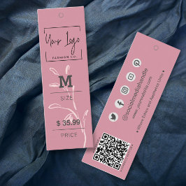 Carte D'appel Chic Dusky Pink Leaf Social QR Vêtements Prix Tags