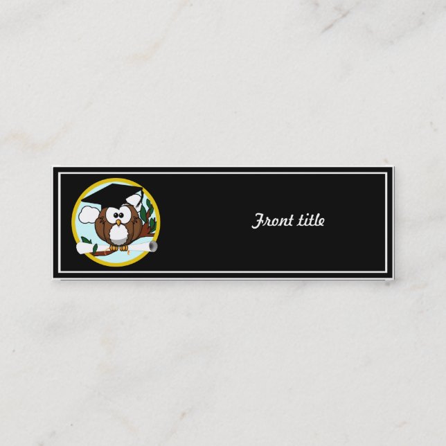 Carte D'appel Chouette de graduation en dessin mignonne avec Cas (Devant)