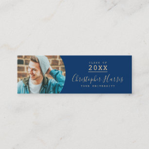 Carte D'appel Classe de photo moderne de graduation en bleu et o
