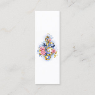 Carte D'appel Clé de sol avec roses roses