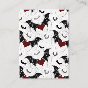 Carte D'appel Coeur d'Halloween avec ailes de chauve-souris noir