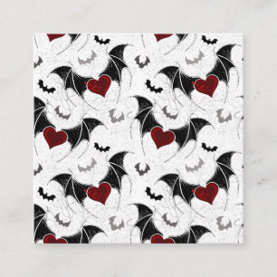 Carte D'appel Coeur d'Halloween avec ailes de chauve-souris noir