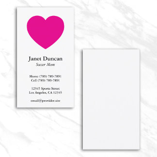 Carte D'appel Cœur en forme minimaliste rose chaud