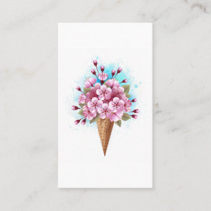 Carte D'appel Cône rose Sakura crème glacée gaufre