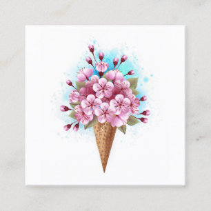 Carte D'appel Cône rose Sakura crème glacée gaufre