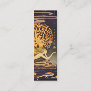 Carte D'appel Conte de fée vintage, petite sirène dans le corail