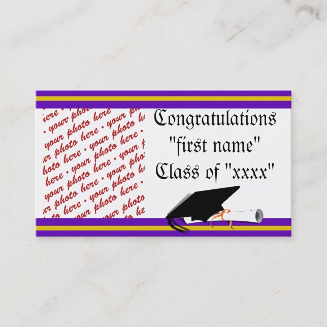 Carte D'appel Couleurs de l'école Purple & Gold cadre de graduat (Devant)