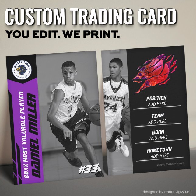 Carte D'appel Custom Basketball Trading Card, Purple MVP Card (Custom Basketball Trading Card, Purple MVP Card)