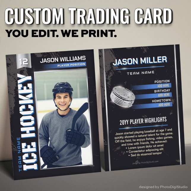 Carte D'appel Custom Hockey Trading Card, Blue Power Player (Custom Hockey Trading Card, Blue Power Player Card)