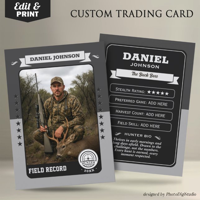 Carte D'appel Custom Hunter Trading Card, Hunting Gifts Hunter  (Custom Hunter Trading Card, Hunting Gifts Hunter Card)