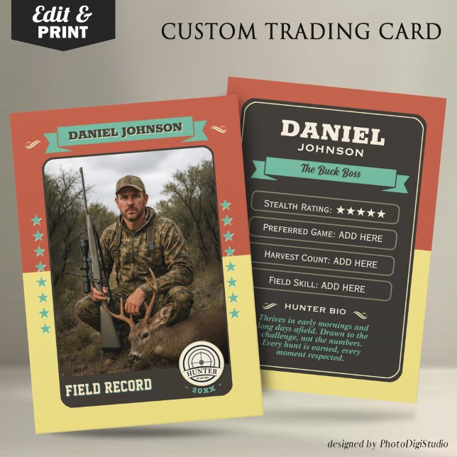 Carte D'appel Custom Hunter Trading Card, Hunting Gifts Hunter  (Custom Hunter Trading Card, Hunting Gifts Hunter Card)