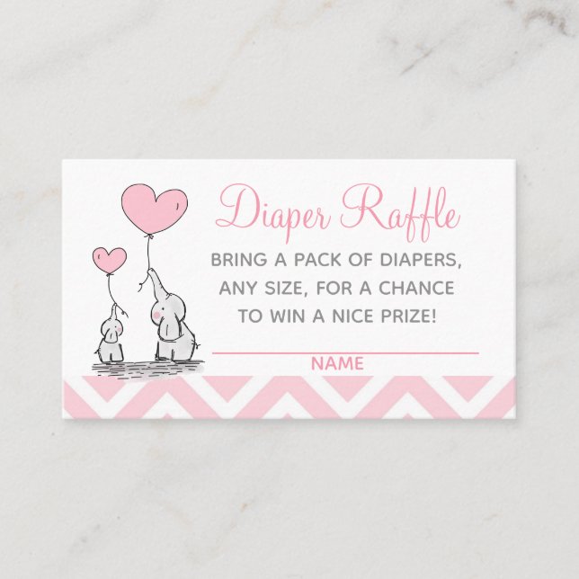 Carte D'appel Cute Pastel rose bébé et maman éléphant avec les c (Devant)