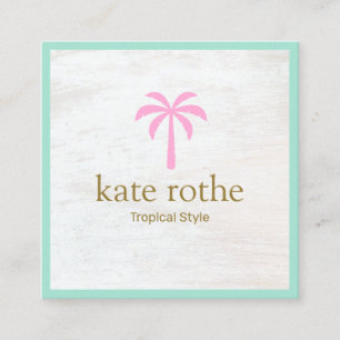 Carte D'appel Cute Tropical Palm Tree Rose Blanc Bois Appelant C