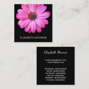 Carte D'appel Daisy rose vif sur carré noir