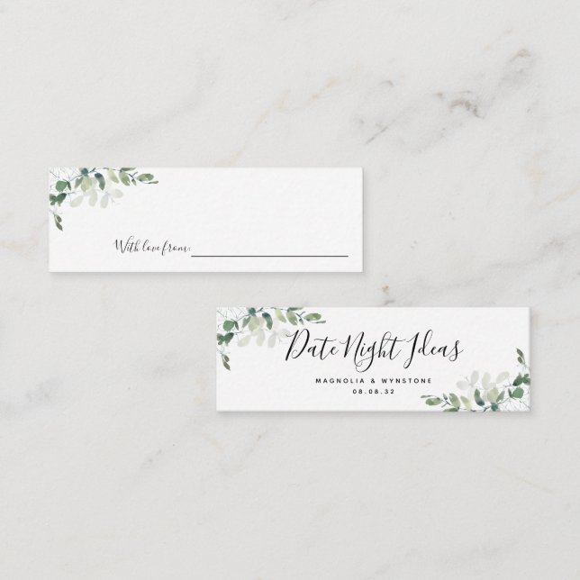 Carte D'appel Date Night Ideas Eucalyptus Mariage Fête des marié (Devant / Derrière)