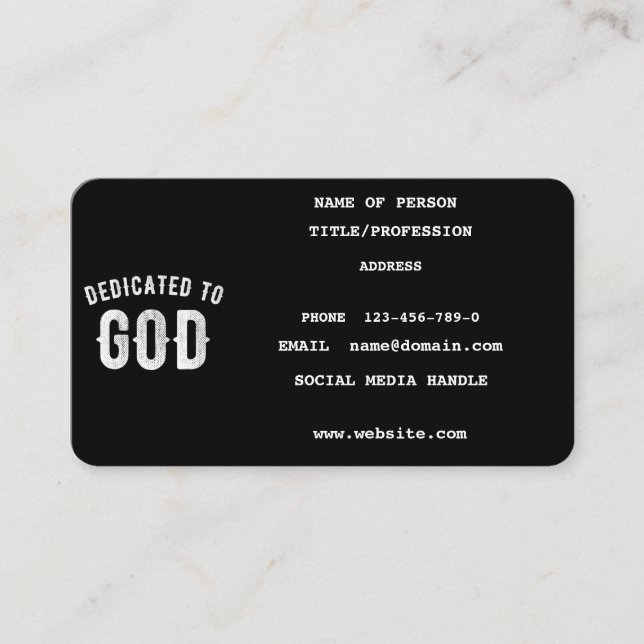 CARTE D'APPEL DÉDIÉ À DIEU PERSONNALISABLE COOL TEXTE BLANC (Devant)