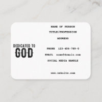 DÉDIÉ À DIEU PERSONNALISABLE COOL TEXTE NOIR