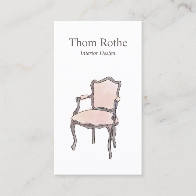 Carte D'appel Design d'intérieur Designer Aquarelle Fauteuil (Devant)