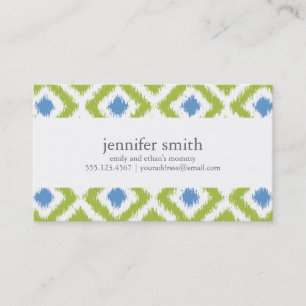 Carte D'appel Diamants bleus verts Ikat Motif