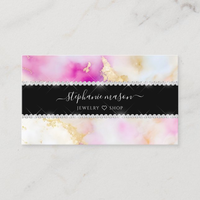 Carte D'appel Diamants Girls Aquarelle Or rose (Devant)