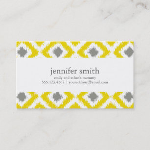 Carte D'appel Diamants gris jaune Motif Ikat