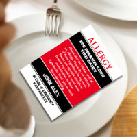 Carte d'appel d'urgence du restaurant Allergy Aler
