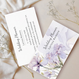 Carte D'appel Dusty violet iris aquarelle Romantique Floral