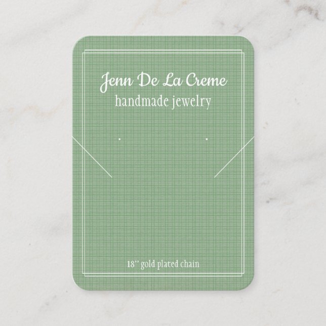 Carte D'appel Écran de bijoux vert à imprimé blanc (Devant)