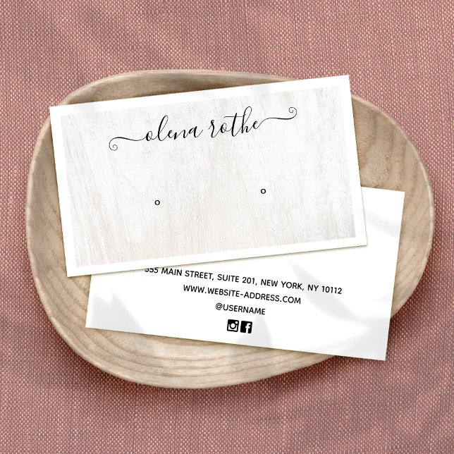 Carte D'appel Écran d'oreille en bois blanc chic (Créateur téléchargé)