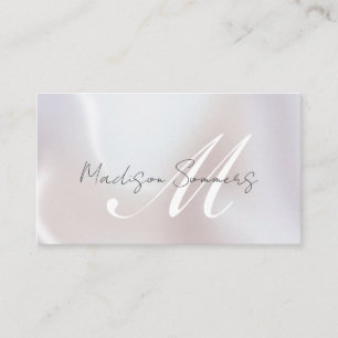 Carte D'appel Élégant Monogramme Iridescente Pearl Shimmer