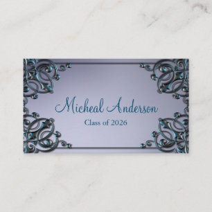 Carte D'appel Elégant Silver Graduation Name Card