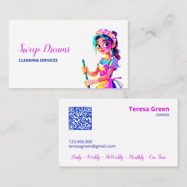 Carte D'appel Employé de ménage QR personnalisé (Devant / Derrière)