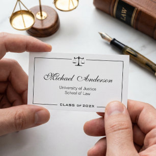 Carte D'appel Étudiant de l'école de droit noir et blanc simple