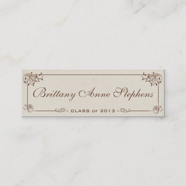 Carte D'appel Fiche de nom de diplôme de toile Insérer (Devant)