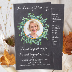 Carte D'appel Fiche de prière funéraire Rustique Élégant Verdure