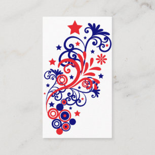 Carte D'appel Fioritures patriotiques, étoiles et volutes