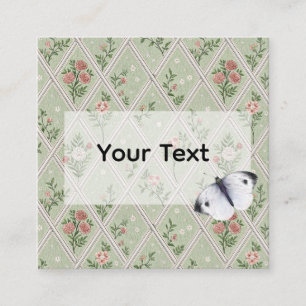 Carte D'appel Fleur Vintage Vert Country
