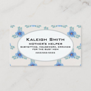 Carte D'appel Floral bleu sur l'aide de la mère blanche