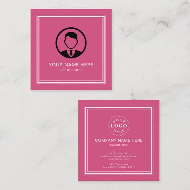 Carte d'appel Fuchsia brillante avec Typogr blanc (Devant / Derrière)