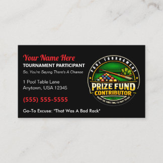 Carte D'appel Funny Pool Tournament Prize Fund Contributor Gag