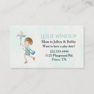 Carte D'appel Garçon avec Pinwheel Mommy Play Date Card