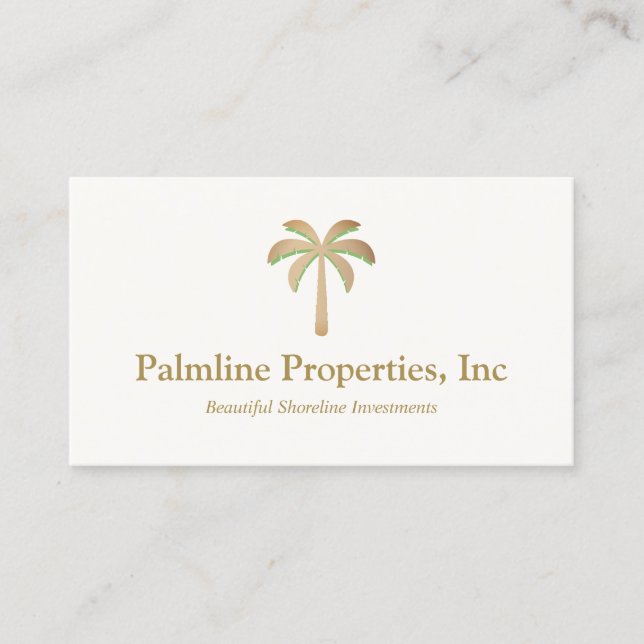 Carte D'appel Gold Palm Tree Beach Front Immobilier Appelant Ca (Devant)